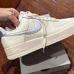 Nike Cream and Silver Air Force 1 Sneakers
